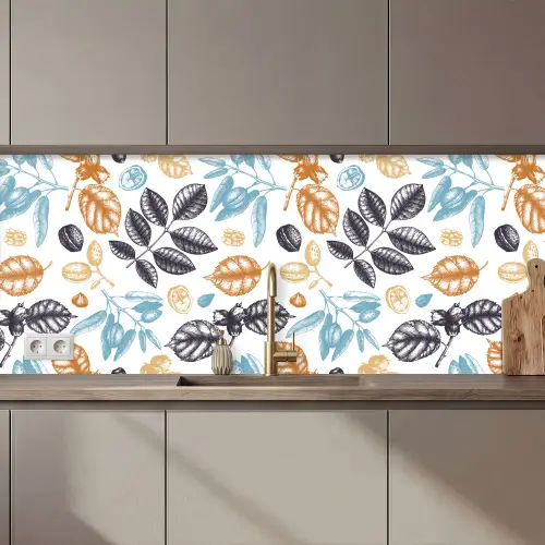 Vintage - Bladeren - Noot - Patronen keuken achterwand 2 middel 871 zz_3dshopping