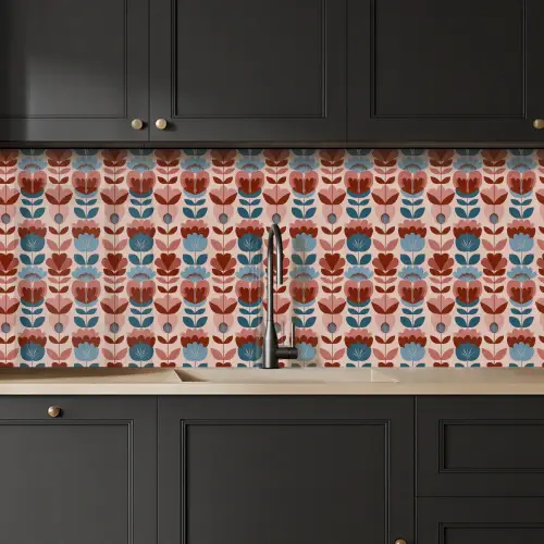 Vintage - Motief - Kleurrijk keuken achterwand 2 middel 871 -sfeer1