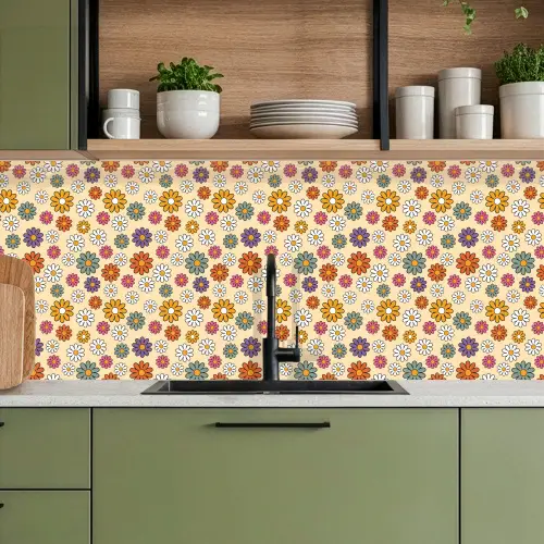 Vintage - Patronen - Bloem - Planten keuken achterwand 2 middel 871 -sfeer3