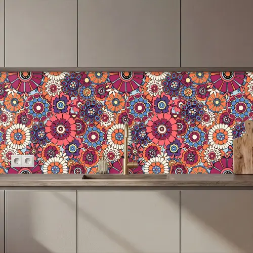 Vintage - Patronen - Bloemen - Planten keuken achterwand 2 middel 871 zz_3dshopping