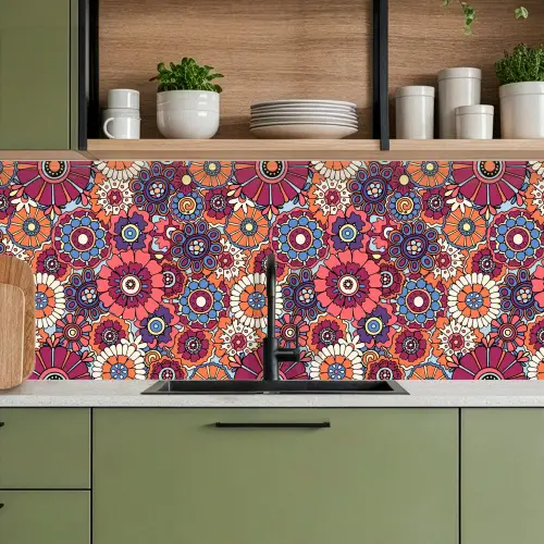Vintage - Patronen - Bloemen - Planten keuken achterwand 2 middel 871 -sfeer3