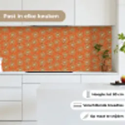 Vintage - Patronen - Bloemen - Oranje keuken achterwand 2 middel 871 -sfeer4_NL