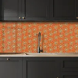 Vintage - Patronen - Bloemen - Oranje keuken achterwand 2 middel 871 -sfeer1