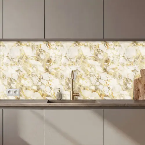 Warm - Gouden - Marmer - Patroon keuken achterwand 2 middel 871 zz_3dshopping