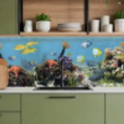 Water - Koralen - Vissen - Lichtinval keuken achterwand 2 middel -sfeer3