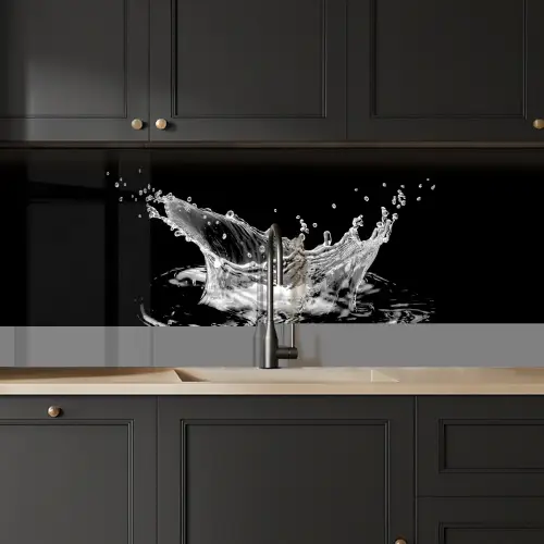 Water - Splash - Water - Zwart keuken achterwand 2 middel -sfeer1