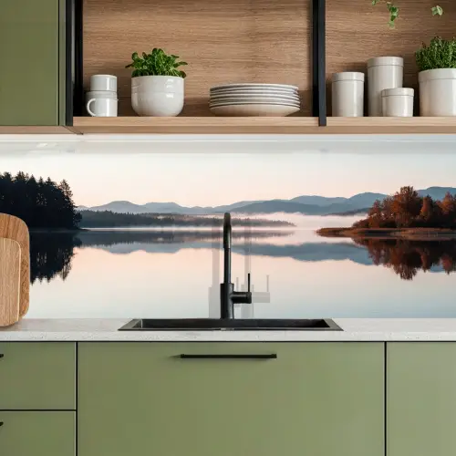 Water - Bomen - Mistlaag keuken achterwand 2 middel -sfeer3