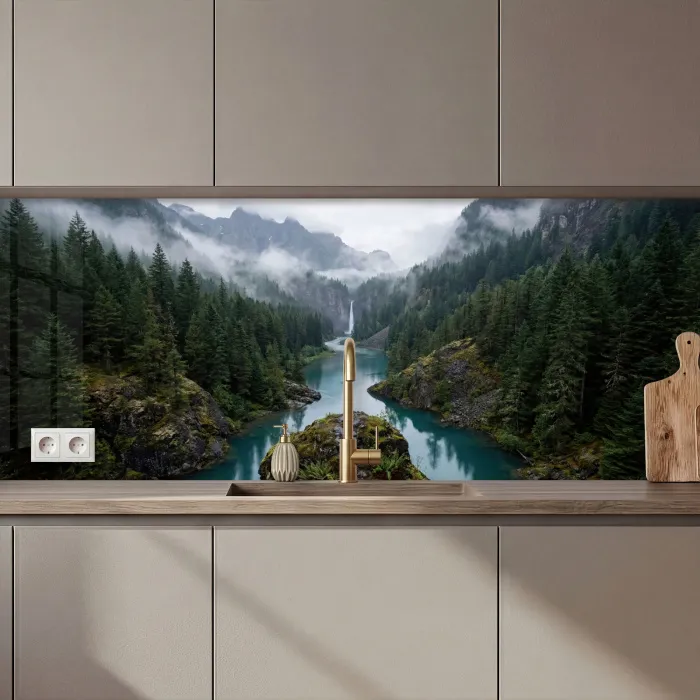 Waterval - Bomen - Bergen keuken achterwand 2 middel zz_3dshopping