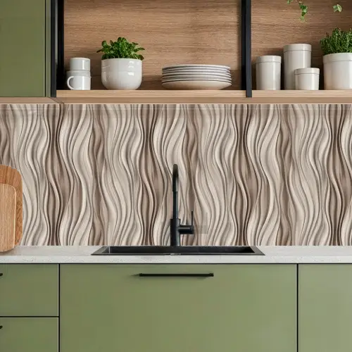 Golven - 3D - Crème keuken achterwand 2 middel 871 -sfeer3