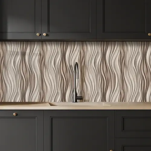 Golven - 3D - Crème keuken achterwand 2 middel 871 -sfeer1