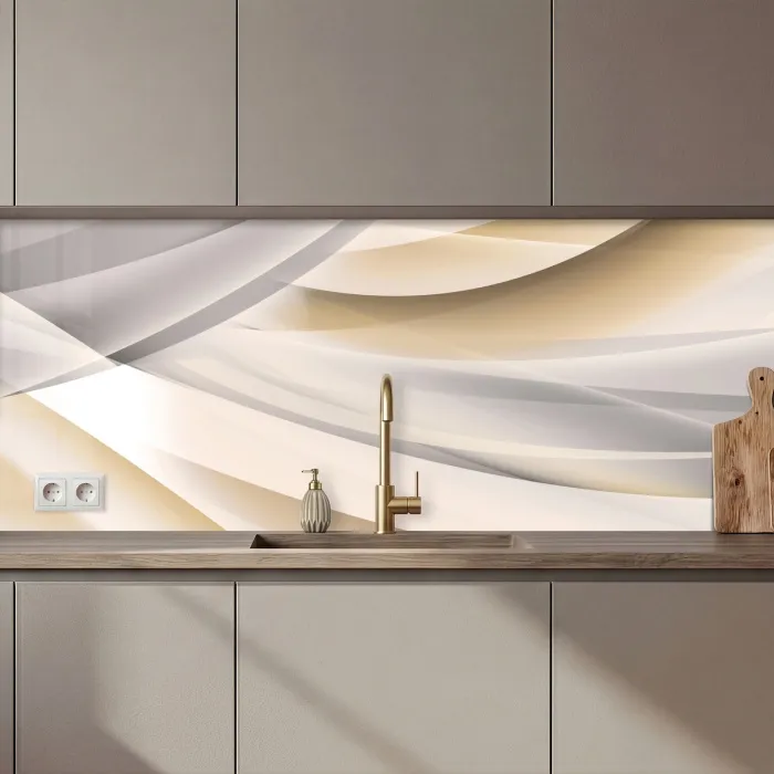 Golven - Abstract - Beige keuken achterwand 2 middel zz_3dshopping