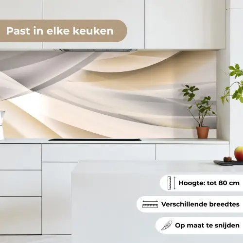 Golven - Abstract - Beige keuken achterwand 2 middel -sfeer4_NL