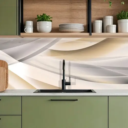 Golven - Abstract - Beige keuken achterwand 2 middel -sfeer3
