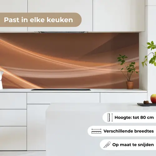Golven - Abstract - Bruin keuken achterwand 2 middel -sfeer4_NL