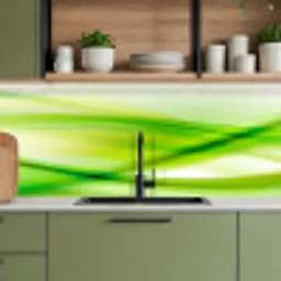 Golven - Abstract - Groen keuken achterwand 2 middel -sfeer3