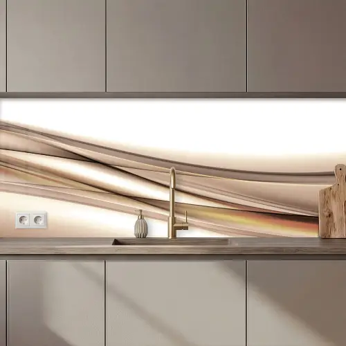 Golven - Abstract - Taupe keuken achterwand 2 middel zz_3dshopping