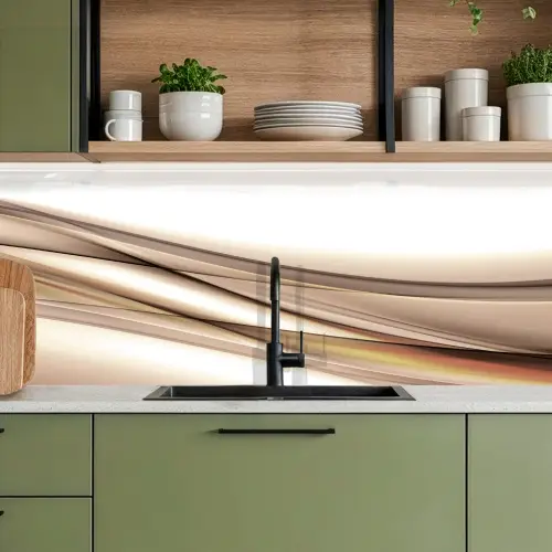 Golven - Abstract - Taupe keuken achterwand 2 middel -sfeer3