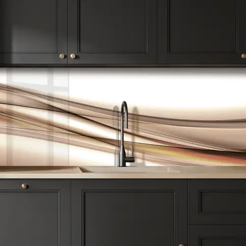 Golven - Abstract - Taupe keuken achterwand 2 middel -sfeer1