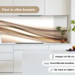 Golven - Abstract - Taupe keuken achterwand 2 middel -sfeer4_NL