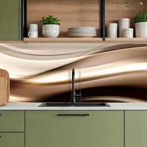 Golven - Abstract - Warm Beige keuken achterwand 2 middel -sfeer3