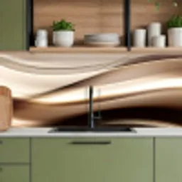 Golven - Abstract - Warm Beige keuken achterwand 2 middel -sfeer3