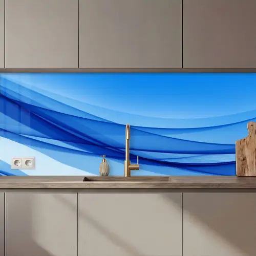 Golven - Helder - Blauw keuken achterwand 2 middel zz_3dshopping