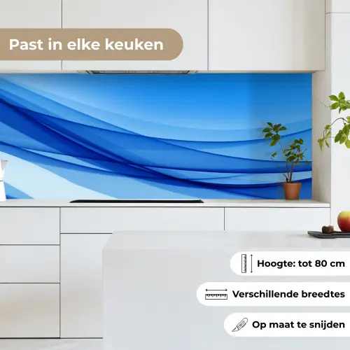 Golven - Helder - Blauw keuken achterwand 2 middel -sfeer4_NL