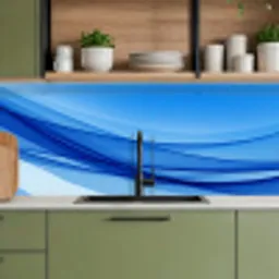 Golven - Helder - Blauw keuken achterwand 2 middel -sfeer3