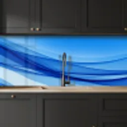 Golven - Helder - Blauw keuken achterwand 2 middel -sfeer1