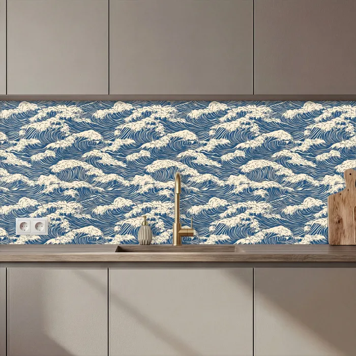 Golven - Klassiek - Blauw keuken achterwand 2 middel 871 zz_3dshopping