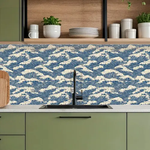 Golven - Klassiek - Blauw keuken achterwand 2 middel 871 -sfeer3