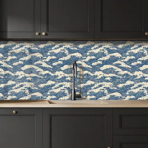 Golven - Klassiek - Blauw keuken achterwand 2 middel 871 -sfeer1