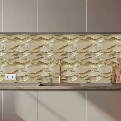 Golven - Patroon - Goud keuken achterwand 2 middel 871 zz_3dshopping