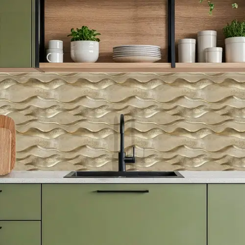 Golven - Patroon - Goud keuken achterwand 2 middel 871 -sfeer3