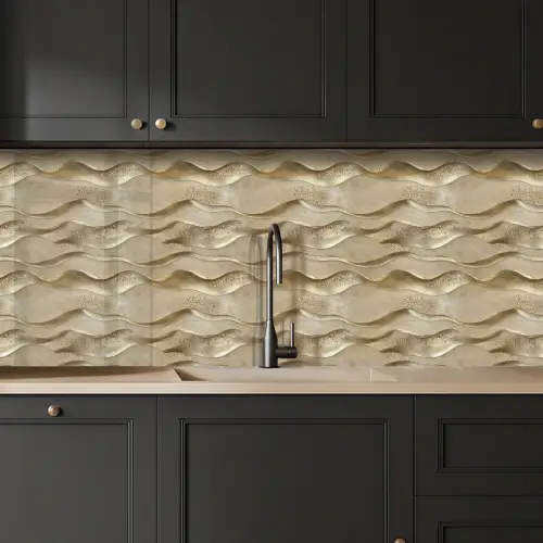 Golven - Patroon - Goud keuken achterwand 2 middel 871 -sfeer1