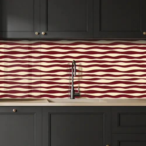 Golven - Rood - Patroon - Crème keuken achterwand 2 middel 871 -sfeer1