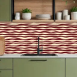 Golven - Rood - Patroon - Crème keuken achterwand 2 middel 871 -sfeer3