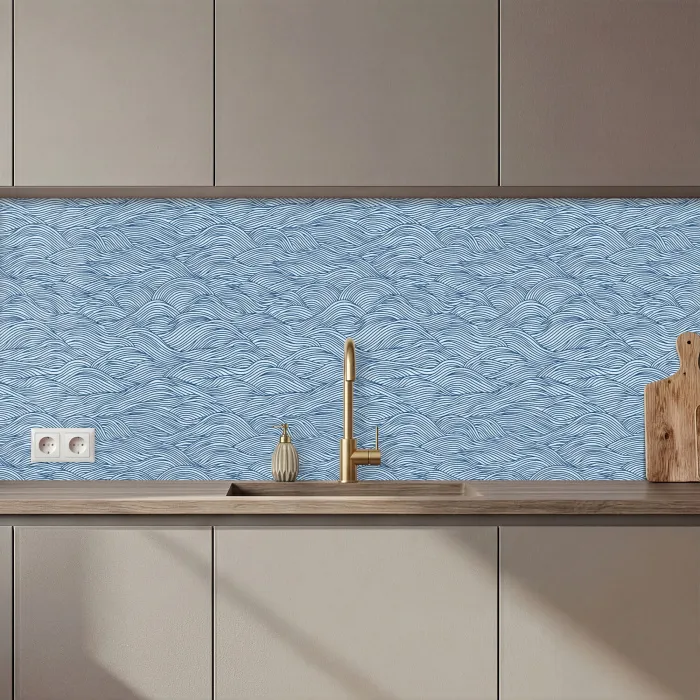 Golven - Ritmisch - Blauw keuken achterwand 2 middel 871 zz_3dshopping