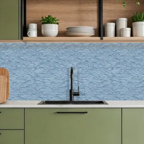 Golven - Ritmisch - Blauw keuken achterwand 2 middel 871 -sfeer3
