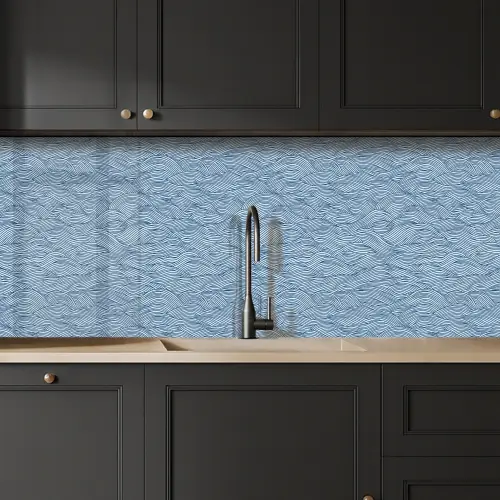 Golven - Ritmisch - Blauw keuken achterwand 2 middel 871 -sfeer1