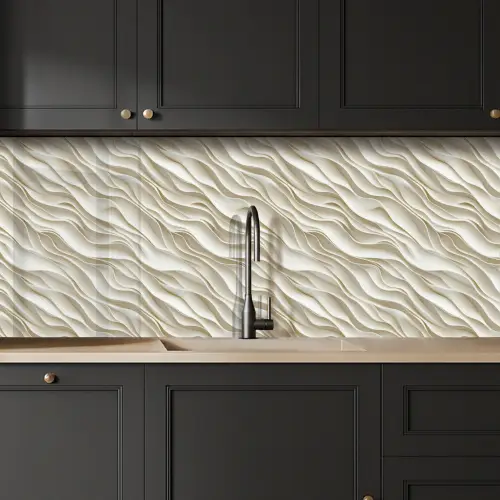 Golven - Wit - Minimalistisch keuken achterwand 2 middel 871 -sfeer1