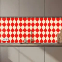 Golvend patroon - Retro - Rood - Beige keuken achterwand 2 middel 871 zz_3dshopping