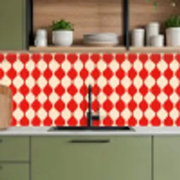 Golvend patroon - Retro - Rood - Beige keuken achterwand 2 middel 871 -sfeer3