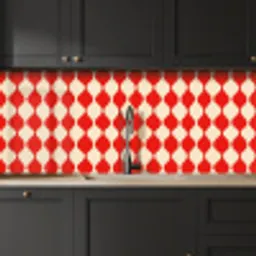 Golvend patroon - Retro - Rood - Beige keuken achterwand 2 middel 871 -sfeer1