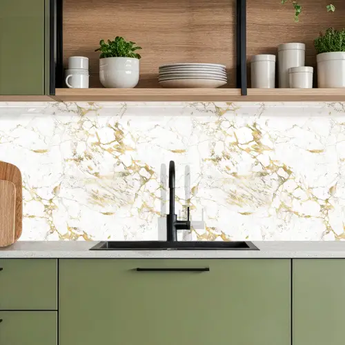 Wit - Marmer - Luxe - Goud keuken achterwand 2 middel 871 -sfeer3