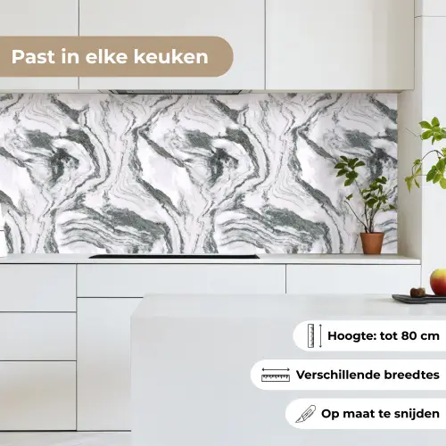 Wit - Marmer - Golvend - Grafiet keuken achterwand 2 middel 871 -sfeer4_NL