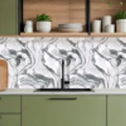 Wit - Marmer - Golvend - Grafiet keuken achterwand 2 middel 871 -sfeer3