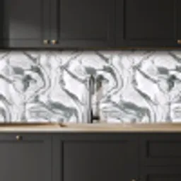 Wit - Marmer - Golvend - Grafiet keuken achterwand 2 middel 871 -sfeer1
