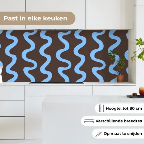 Kronkelende lijnen - Blauw - Bruin - Minimalistisch keuken achterwand 2 middel 871 -sfeer4_NL