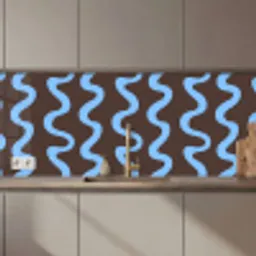 Kronkelende lijnen - Blauw - Bruin - Minimalistisch keuken achterwand 2 middel 871 zz_3dshopping
